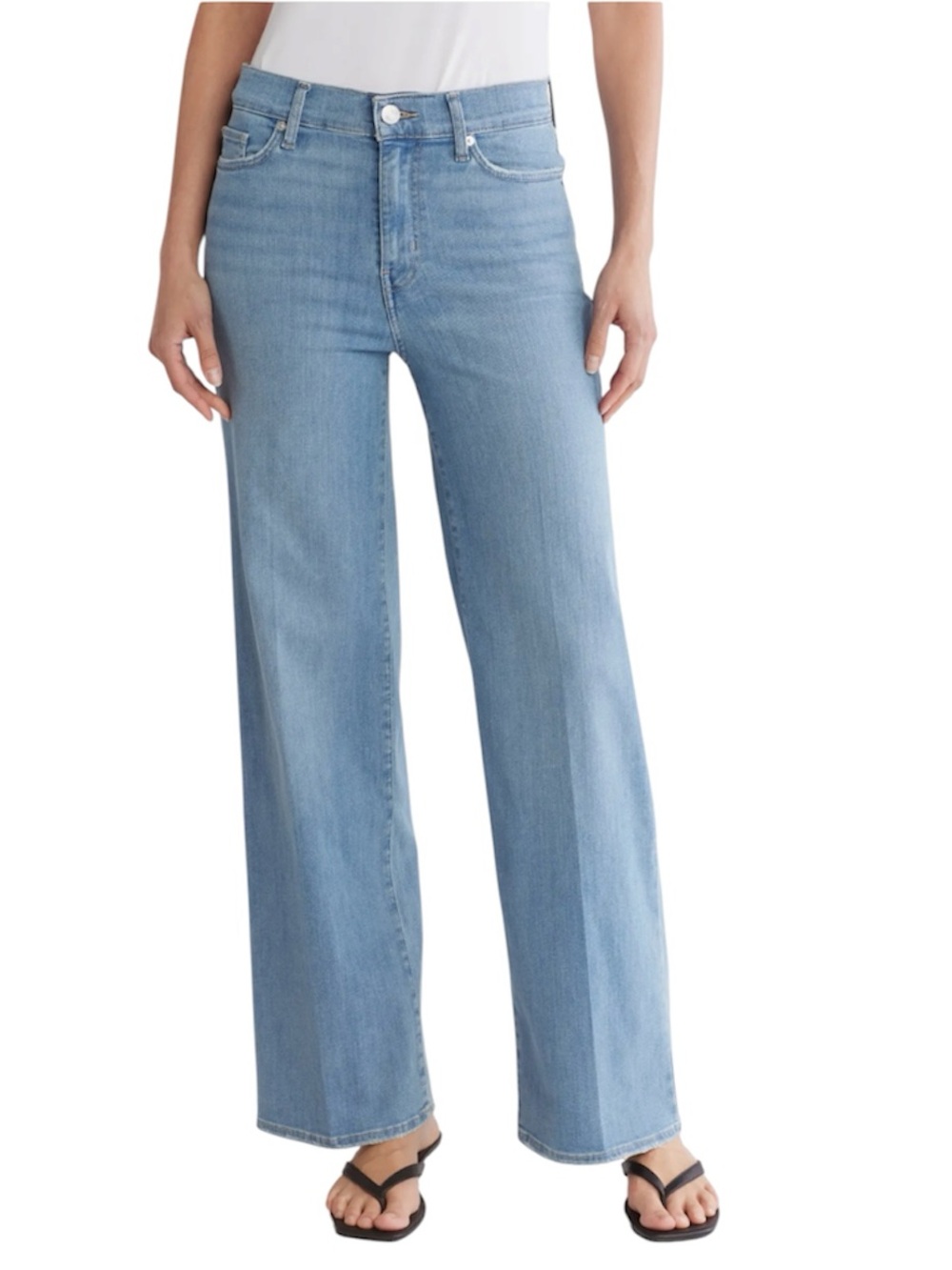 Frame Denim Slim Palazzo High Waist Wide Leg Jeans Light Wash Integrity 30 Blue